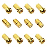 4 Paare Vergoldet F-Stecker Set - 8x7mm F-Stecker & 4xSAT Adapter Verbinder F-Buchse auf Koax Stecker Verbinder Koaxialkabel verlängern, Breite Mutter mit Gummidichtung für Sat Kabel BK Anlagen