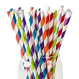 PakTalk Strohhalme Papier,Papierstrohhalme,Bunte Papier Trinkhalme für Hochzeit,Geburtstag,Partyzubehör (0,6 cm x 21 cm,100 Stück)