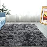 ABWXN Hochflor Teppich Flauschig 90x150 cm Teppich für Wohnzimmer, Modern Langflor Shaggy Teppich für Schlafzimmer- Dunkelgrau