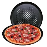 EUROHOME Pizzablech mit Antihaftbeschichtung - Pizzaform Ofenbackblech rund hitzebeständig bis 230° - Pizzapfanne Ofen Form gelocht - Backform Pizza Backblech Ø 33 cm - Pizzabackblech antihaft