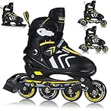 Inliner Skates 4in1 Rollschuhe Inlineskates Schlittschuhe Verstellbar Kinder Erwachsene | ABEC7 Lager | Größen 29-43 (S (29-33))