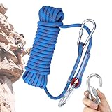 Kletterseil 10mm,Statisches Sicherheits Kletterseil 20 Meter,Hochfestes Geflochtenes Nylonseil,Multifunktionsschnur Sicherheitsseil für Wandern Höhlenforschung Camping/Höhe/Feuerleiter/Abseilen/Sport