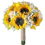 Ntcpefy Blumenstrauß für Hochzeit, Braut, künstliche Sonnenblume, romantisch, handgefertigt, Kirche für Feste, künstliche Kirche