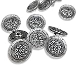 10 Stück Trachten Knöpfe altsilber farben Blume flach Metallknöpfe mit Öse 18mm oder 20mm (18mm)