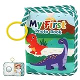Baby Fotobuch Stoff, Weiches Erstes Fotobuch Baby, Baby Erinnerungsbuch mit Aufhängeöse und Sicherheitsspiegel, Fotoalbum für Kinder Kleinkinder Neugeborene, (Dinosaurier)