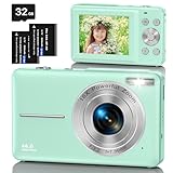 Digitalkamera Fotokamera mit 32GB Karte, 1080P FHD 44MP Kinder Kamera 2,4 '' LCD 16X Digital Zoom Kompaktkamera, Tragbare Fotoapparat mit 2 Akku, Kamera für Kinder, Teenager, Anfänger(Grün)