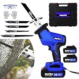 21V Akku-Stichsäge Bürstenlos mit 4 Sägeblätter für Holz und Metall Schneiden, 1900SPM Elektrische Säge mit 2x1,5Ah Akkus, Ladegerät Variabler Geschwindigkeit und Werkzeugloser Blattwechsel