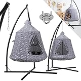 MAMIZO Hängesessel mit Gestell Outdoor&Indoor,150kg Hängehöhle,213×112×112cm Hängematte,Hänge Spielzelt,Schaukel Garten,Camping Hängezelt,int LED-Leuchten,mit aufblasbarem Kissen