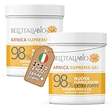 Arnika Salbe Hochkonzentriert 2x550 ml Maxiformat Extra Stark 98% Natürliche Muskelentspannung Salbe Gel für Sport und Lokale Massagen Arnica Gel Pferdesalbe Für Muskeln 100% Made in Italy