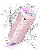 Ortizan Bluetooth Lautsprecher mit Licht, Musikbox Tragbarer Bluetooth Box mit IPX7 wasserdicht, Dualen Bass-Treibern, 30h Akku, Freisprechfunktion für Phone, Draußen