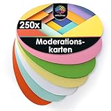 OfficeTree 250x Moderationskarten Oval 19 x 11 cm - Metaplankarten Oval 6 Farben - Moderationskarten Set Bunt - Lehrerbedarf für Präsentation und Vortrag