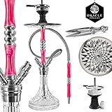 ORACLE HOOKAH® Epoxidharz Edelstahl Shisha Set 4 Anschlüsse - Shisha mit 1 Schlauch 1 Mundstück Kopf und Zubehör - Shisha Pink