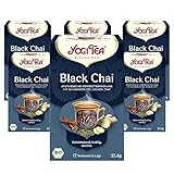 YOGI TEA, Black Chai, Schwarzer Chai, Ayurvedischer Bio Gewürz- und Kräutertee, Mischung aus schwarzem Tee, Ingwer, Zimt, Yogi Tee 6er Pack, 6x17 Beutel (102 Teebeutel insgesamt), Ideal als Geschenk