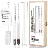 Notimin 2tlg Alkoholmeter Aräometer 0-100 Vol% Alkohol Vinometer + Glas Meßzylinder + Mess Pinsel + Reinigungstücher für alle Spirituosen/Destillate wie Whisky, Brandy, Wodka etc.(ohne Thermometer)