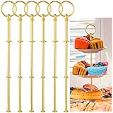 Itoyx 6 Pack Etageren Stangen Set Etagere 3 Etagen Vintage Metallstange Gold Stäbe Bausatz Stange für Hochzeitstorte Tortenständer