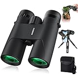 Deesoo 12x42 Profi HD Fernglas für Erwachsene,hohe Vergrößerung wasserdicht Ferngläser mit Großes Sichtfeld Feldstecher mit Smartphone Adapter, Fernholzstativ für Vogelbeobachtung, Wandern Jagd