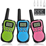 Walkie Talkie Kinder 3er Set, Apkezel Walky Talky mit 1000mAh Aufladbar Akku, Große Reichweite 3km Walki Talki Funkgeräte Set mit VOX Taschenlampe für Freien, Camping, Wandern