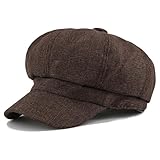 PivotWing Mütze Damen Atmungsaktiv Bequem Schirmmütze Damen Weich Alltagstauglich Baskenmütze Baumwoll Leinen Ballonmütze Lässig Mode Schiebermütze Vintage Barett Newsboy Cap Beret, Braun 56