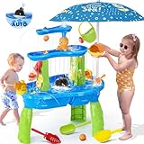 Wasserspieltisch Sandspielzeug Sand-und Matschtisch Spielzeug für Kinder 3+ Jahre, 3-Tier & Elektrische Wasserpumpe Wassertisch Kinder Outdoor für Jungen und Mädchen 2 3 4 5 6 7 8 Jahre Alt (Blau)