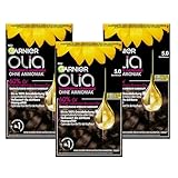 Garnier Olia Dauerhafte Haarfarbe ohne Ammoniak, Mit pflegenden und natürlichen Ölen, Vollständige Grauhaarabdeckung, Permanente Coloration, Nr. 5.0 Samtbraun, 3 x 1 Stück