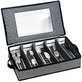 VERONLY Besteckkasten mit Deckel für Schubladen, Besteckeinsatz Besteckbox Tragbar Besteck Aufbewahrung mit Deckel Verstellbarer Utensilien Organizer für Campin Gurlaub Reisen Küche (42,5x 29,5x 8cm)