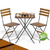 Casaria® Balkonmöbel Set 2 Personen Wetterfest FSC®-Zertifiziert 3-TLG Holz Vormontiert Klappbar 160kg Belastbar Akazie Balkon Garten Terrassenmöbel
