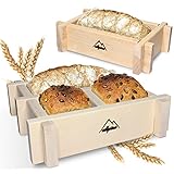 Allpine Brotbackformen 2in1 SET – Zerlegbare Metallfreie Backrahmen rechteckig verstellbar aus massivem Buchenholz - Leckeres Selbstgebackenes Brote mit leichte Holznote – Doppelt und Einfach