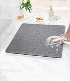 Duschmatte rutschfest,53 x 53cm Quadratische Badewannenmatte rutschfest mit Ablauflöchern,PVC Luffa Massage Duschmatte Badezimmermatten,Antirutschmatte für Nassbereiche Schnell Trocknend,Grau