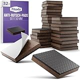 Filzada® 32x Antirutsch Pads Möbel 50 x 50 mm - Premium Gummipads - Anti Rutsch Pads - Selbstklebende Antirutsch Aufkleber - Gummi Unterlage Möbelstopper - Anti Rutsch Pad