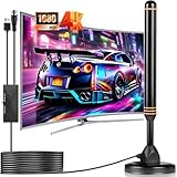 DVB-T/DVB-T2 Antenne, 2025 Verbesserte Version zimmerantenne DVB-T & DVB-T2 Antennen mit Verstärker, Geeignet für 4K 1080p & Alle TV Geräte, Mit Magnetfuß 5m Kabel für einfache Installation