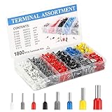 Quuylin Aderendhülsen Set 1800 Stück, 0,5 mm² - 10 mm², Kabelendhülsen Set, Isolierte Aderendhülsen für Drahtverbindung, Isolierte Sortiment, mit Praktische Sortimentsbox