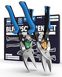 Blechschere Set gerader- & rechter Schnitt - [int. Millimeterskala] - Metallschere für Trockenbau, Trapezblech, Metall, Drahtschere für Drahtgitter, Blech Schneider, Metallschere, Blech Schneiden