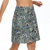 M MOTEEPI Tennisrock Damen 20'' Knielang Rock Mit Hose Drunter Damen Hohe Taille Hosenrock Skort Skirt for Women Golfrock Sportrock Midi Rock Damen Sommer Mit Taschen Innenshorts Gypsophila L