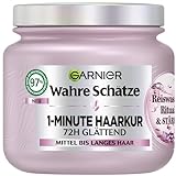 Garnier Wahre Schätze 1-Minute Haarkur für mittellanges bis langes Haar, Glättende Haarkur mit Reiswasser und Stärke, Für mehr Glanz und Geschmeidigkeit, Reiswasser Ritual & Stärke, 1 x 340 ml