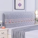 Kopfteil-Schonbezug für Doppelbett, Queen-Size-Bett, King-Size-Bett, Kopfteilschutz, gepolstert, Samt, staubdicht, Stretch, einfarbig, gesteppte Bettkopfabdeckungen (Farbe: graue Spitze, Größe: 160 x