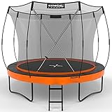 KINETIC SPORTS Trampolin Outdoor 305 cm 'Ultimate Pro' – TÜV Rheinland geprüft, Designed in Germany, Fiberglas Netzstangen, AirMAXX Technologie, Premium Gartentrampolin Kindertrampolin, Sunset Orange