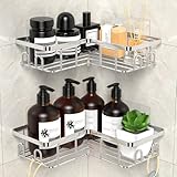 UUlioyer Duschablage Ohne Bohren Ecke, Duschregal aus Edelstahl SUS304, Badezimmer Regal Organizer, Shampoo Duschgel Halterung für Dusche, Silber (2 Stück)