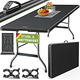 tillvex Gartentisch 220x70cm klappbar Kunststoff | Buffettisch mit Tragegriff | Klapptisch für Garten Terrasse und Balkon | Campingtisch 10 Personen