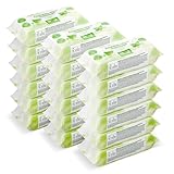 by Amazon Fresh Baby Feuchttücher, Hergestellt aus 100 % pflanzlichen Fasern, 1080 Tücher, 18er Pack (18 x 60 Stück)