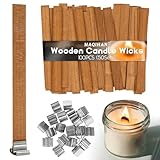 MAQIHAN 100 Tabletten Holzdochte für Kerzen - Knister Kerzendocht Holzdocht Dochte für Kerzen Knisterkerze Docht Holz Kerzen Zubehör für Sojawachs Bienenwachs Herbst Duftkerzen Machen (50 Sätze)