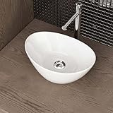 Waschbecken24 | Aufsatzwaschbecken | Premium-Qualität | Einfache Installation | Modernes Design (36x25x14cm, Weiß / A688)