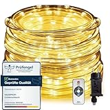 HAUSPROFI 30M 600LED Lichterschlauch Außen, Lichterkette Strombetrieben Warmweiß, IP44 Wasserdicht & Dimmbar mit Fernbedienung, Ideal für Garten, Balkon & Weihnachtsbeleuchtung, Ø5mm