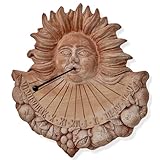 Toocook Solar-Sonnenuhr aus Terrakotta, für den Außenbereich, wetterfest, 33 x 35 x 4 cm, Vintage-Uhr, hergestellt in Italien