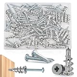 120 Stück Rigipsdübel, Hohlraumdübel Metall Selbstbohrender GipskartondüBel Trockenbau Dübel mit Schrauben Hohlwanddübel Gipsbauplatten für Beton Stein Ziegeln