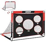 CATCHLUCK Fussballtor Kinder Fussballtore für Garten Kinder Fußballtor Garten 2 In 1 Fussball Tor Pop Up Tor mit 5 Schussloecher und Tragetasche, Bodennägeln