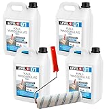 Level Plus 01 Kaliwasserglas 28-30 Unverdünnt 20 Liter Haftgrund Abdichtung Holzimprägnierung Pur Wasserglas 100%, Beton Versiegelung Wetterfest + Farbroller 10cm