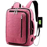 Pyugxab Business-Tasche, 39,6 cm (15,6 Zoll), Computertasche, USB-Lade-Rucksack, wasserdicht, Reiserucksack, für Damen und Herren, Rosa, rose, 30*43*10CM