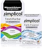 simplicol Textilfarbe expert + Farbfixierer Kombipack, Mitternacht-Schwarz 1718: Farbe für Waschmaschine oder manuelles Färben