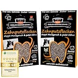 QCHEFS 2er Pack Zahnputzflocken für große Hunde - 1 Monat Zahnpflege Hund, ohne Dentalspray für Hunde, Zahnsteinentferner & Mundgeruch Kontrolle, Ideal für Hund Silvester von der Schleckmatte