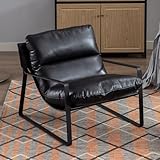chairus Loungesessel Polsterstuhl Sessel für Wohnzimmer aus PU Leder Modern Ohrensessel Schlafzimmer Relaxsessel mit Armlehnen (Schwarz)